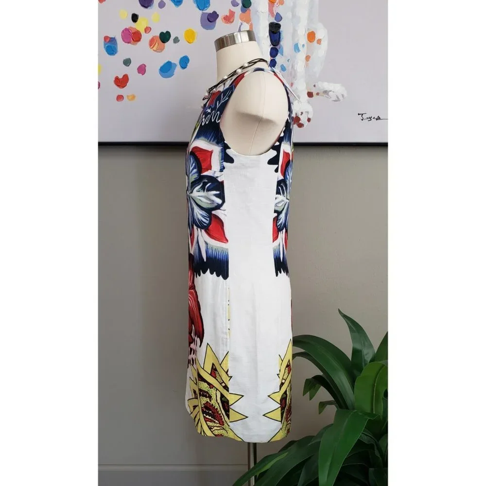 Desigual Dress in Toledo. Size 6 in a bright contemporary floral print on white. - Picture 5 of 7